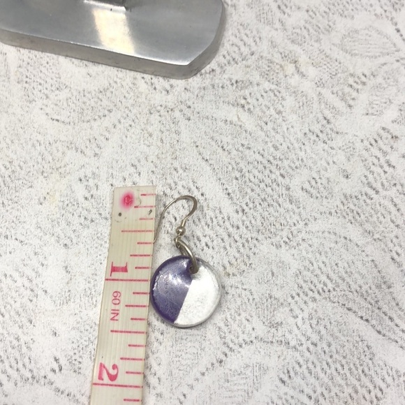 Artisan handcrafted sterling silver 925 recycled glass earrings colorblock - Picture 5 of 5